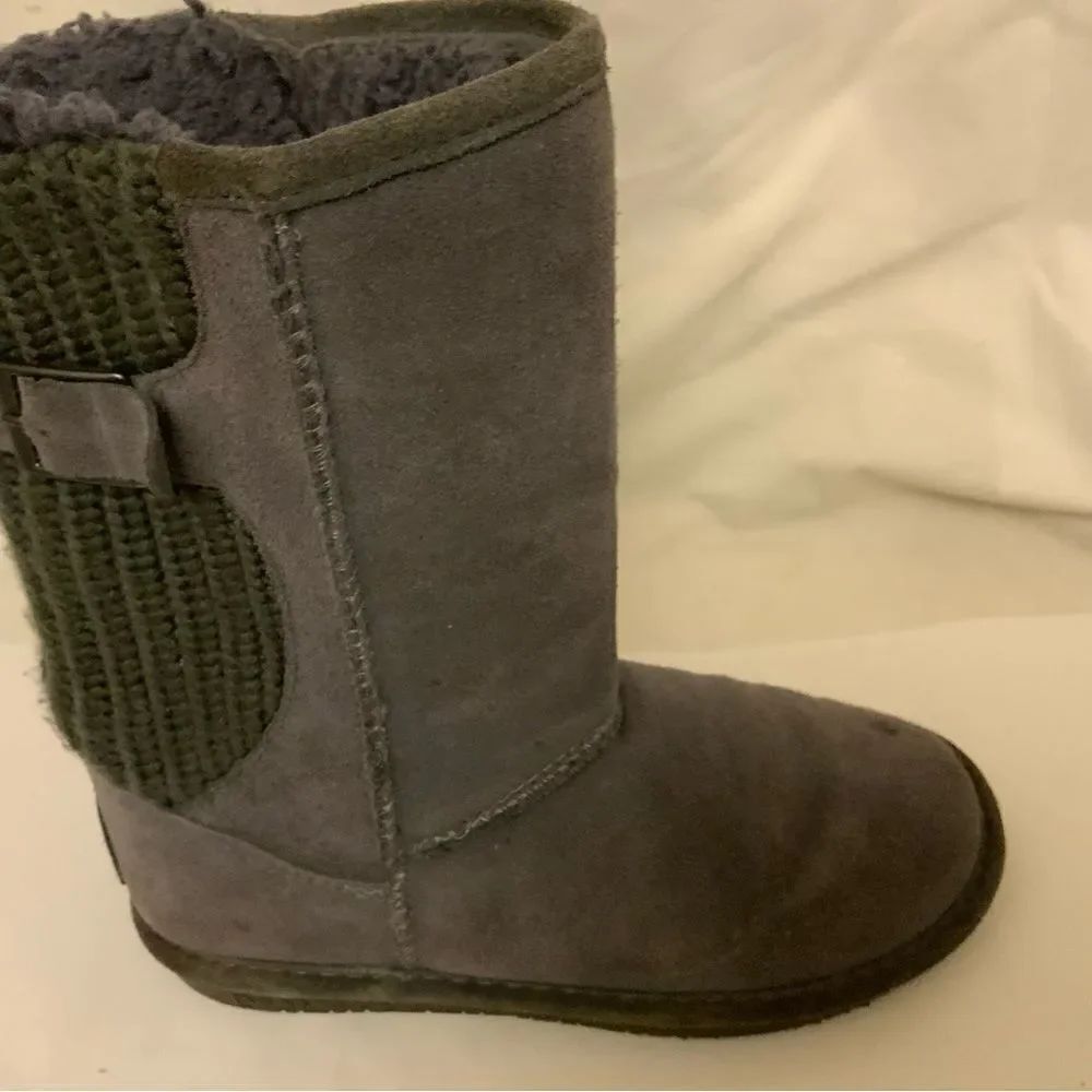 Bearpaw 'Stella' Suede Knit Sheepskin Winter Boots By Bearpaw- US 7 Color: Gray